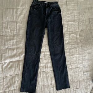Zara Slim Flare split hem black jeans